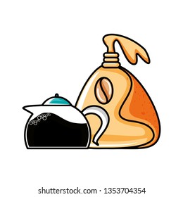 bag of coffee with teapot