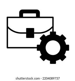 Bolsa con cog Icono del vector de glifo negro que puede modificar o editar fácilmente

