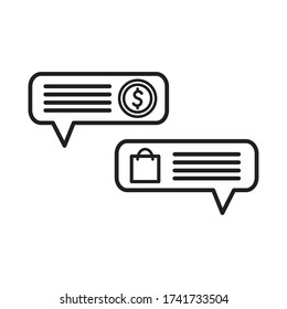bag and coin inside bubbles line style icon design of Shopping commerce and market theme Vector illustration