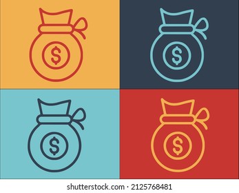 Bag Coins Logo Template, Simple Flat Icon of bag,gold,money