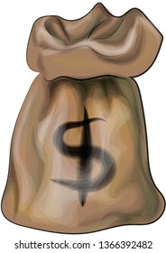 Bag of coins - vector 