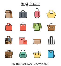 Bag color line icon set