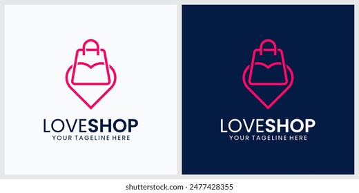 bag combined with heart logo design creative idea.