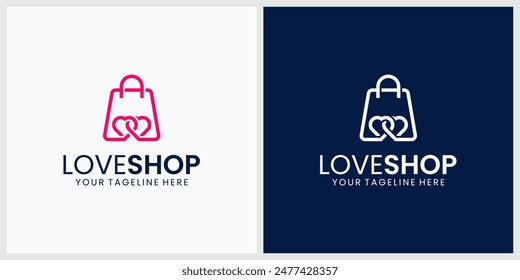 bag combined with heart logo design creative idea.