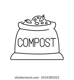 Bag of compost color line icon. Composting. Vector isolated element. Editable stroke.