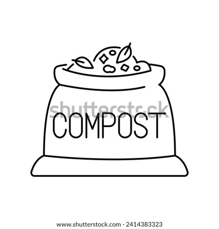 Bag of compost color line icon. Composting. Vector isolated element. Editable stroke.