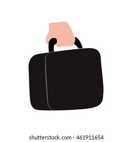 Bag concept represented by hand and suitcase icon. Isolated and flat illustration