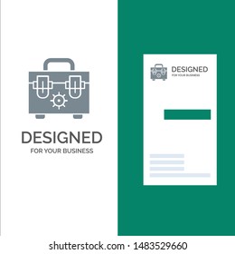 Bag, Construction, Tools Grey Logo Design and Business Card Template