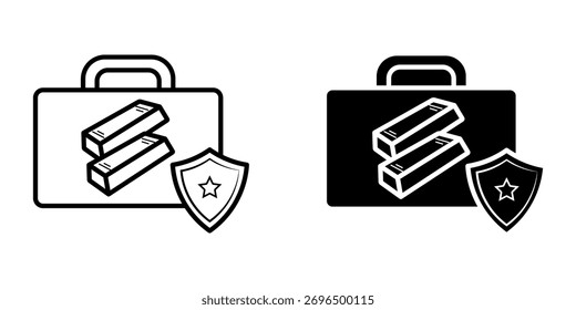 Bolso que contiene el Vector del icono de las barras de oro