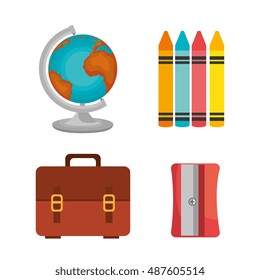 bag crayons sharperner globe design