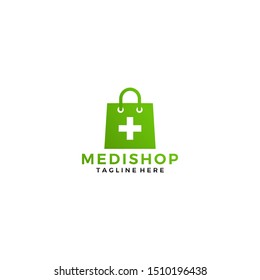 Bag cross medical shop logo design concept
