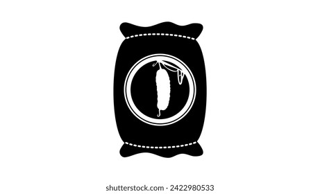 Bag of cucumbers, black isolated silhouette