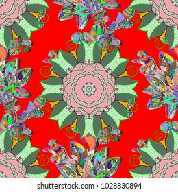 Bag design. Hand-drawn vector mandala with colored abstract pattern on a colorful background.