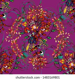Bag design. Hand-drawn vector mandala with colored abstract pattern on a black, purple and red colors.