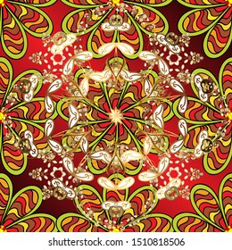 Bag design. Hand-drawn vector mandala with colored abstract pattern on a brown, red and yellow colors.