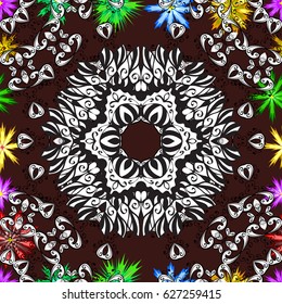 Bag design. Hand-drawn vector mandala with colored abstract pattern on a background.