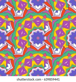 Bag design. Hand-drawn vector mandala with colored abstract pattern on a blue background.
