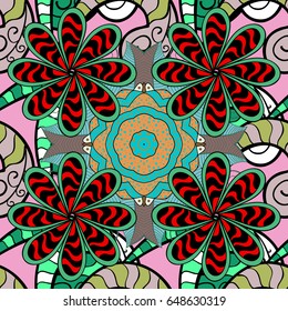 Bag design. Hand-drawn vector mandala with colored abstract pattern on a colorfil background.