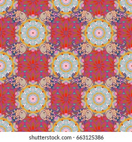 Bag design. Hand-drawn vector mandala with colored abstract pattern on a background.