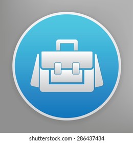 Bag design icon on blue button,clean vector