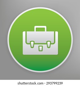 Bag design icon on green button,clean vector