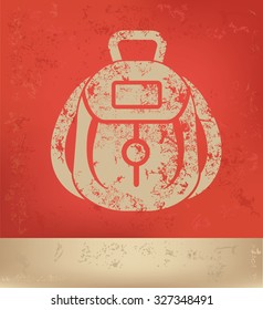 Bag design on red background, grunge vector