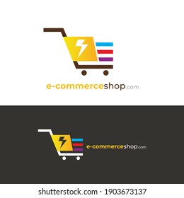 Bag Design With Trolley Design Concept Vector Templates, Suitable For Industries That Provide Energy, Electricity, Creative Multimedia, Technology, Entertainment, Education Stores, And Related Busines