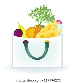Bag with different food items