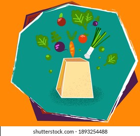 bag with different vegetables. vector icon