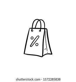 bag discount doodle icon vector hand drawing 