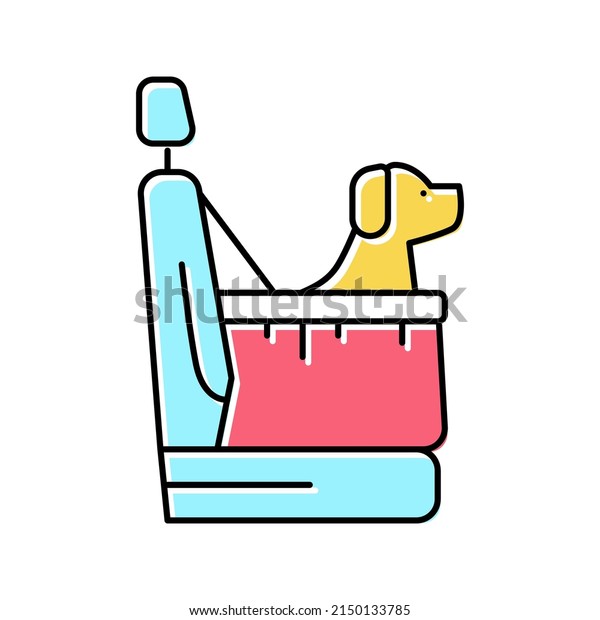 bag for dog transportation in car color icon\
vector. bag for dog transportation in car sign. isolated symbol\
illustration