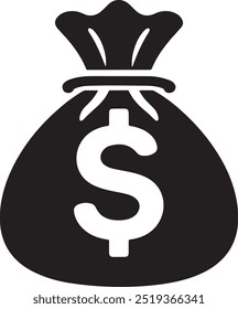 Bag with dollar icon financial transaction icon silhouette vector illustration
