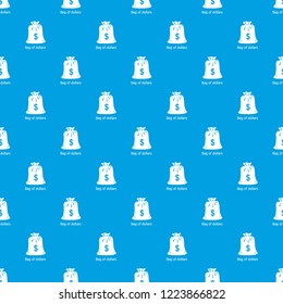Bag dollar pattern vector seamless blue repeat for any use