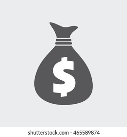 Bag with dollar sign flat icon. Isolated vector symbol.