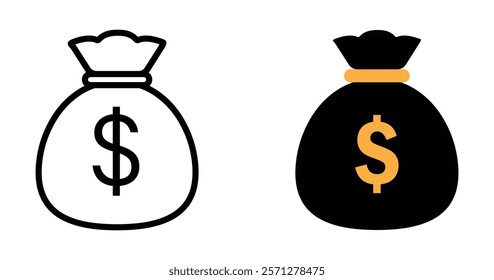 bag with dollar sign icon. money bag icon. dollar bag symbol. e commerce icon. dollar bag icon for app, ui and website. vector illustration on transparent background