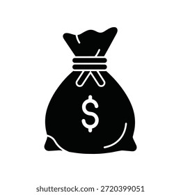 Bolsa com Ícone de Sinal de Dólar que representa riqueza, finanças e ativos monetários