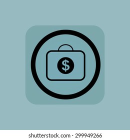 Bag with dollar symbol in circle, in square, on pale blue background