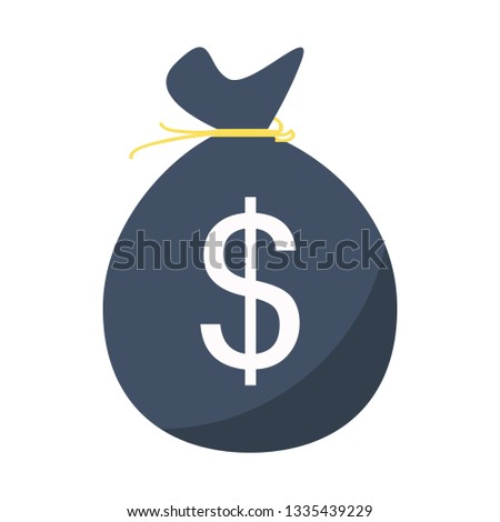 Stack dollars banknotes moneybag and coins stock vector