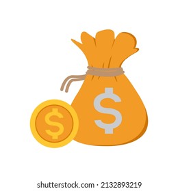 bag of dollars and dollar coins vector illustration