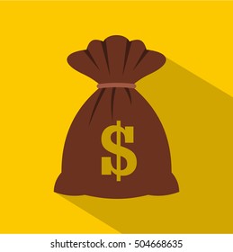 Bag with dollars icon. Flat illustration of bag with dollars vector icon for web