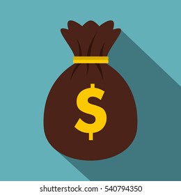 Bag with dollars icon. Flat illustration of bag with dollars vector icon for web