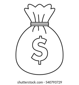 Bag with dollars icon. Outline illustration of bag with dollars vector icon for web