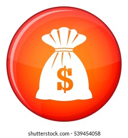 Bag with dollars icon in red circle isolated on white background vector illustration