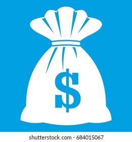 Bag with dollars icon white