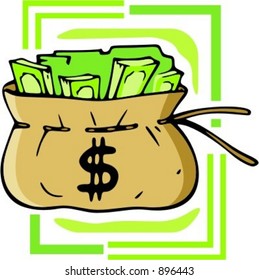 Bag with dollars.Vector illustration