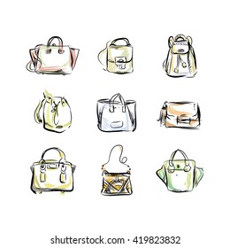 Bag drawings in different colors