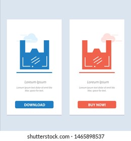 Bag, Ecology, Plastic, Shopper, Supermarket  Blue and Red Download and Buy Now web Widget Card Template. Vector Icon Template background