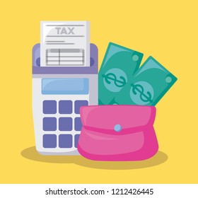bag with economy and financial icons