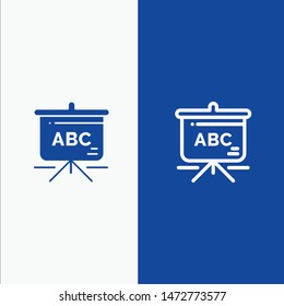 Bag, Education, Schoolbag Line and Glyph Solid icon Blue banner Line and Glyph Solid icon Blue banner