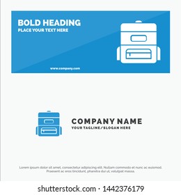 Bag, Education, Schoolbag SOlid Icon Website Banner and Business Logo Template